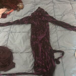 Purple long sleeve wrap dresss